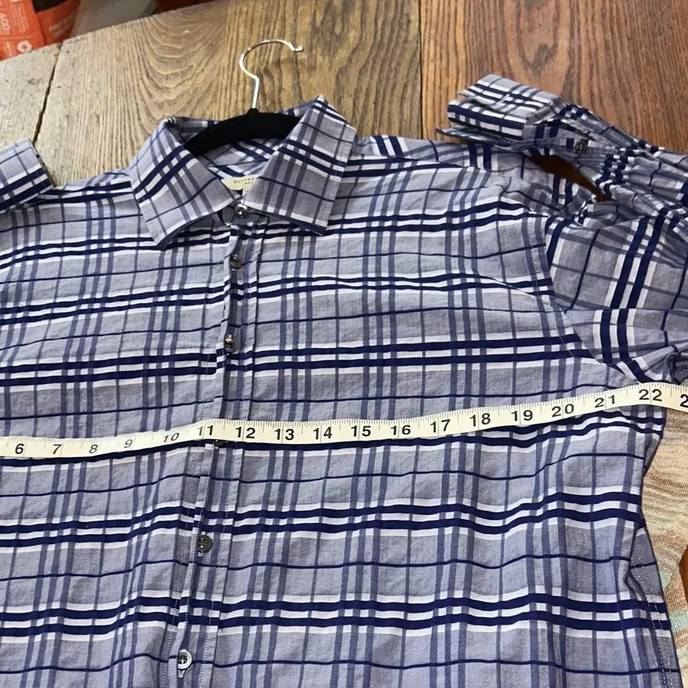 Burberry Novo Check in Midnight 🕛 Blue & Gray Plaid Button-Down Shirt